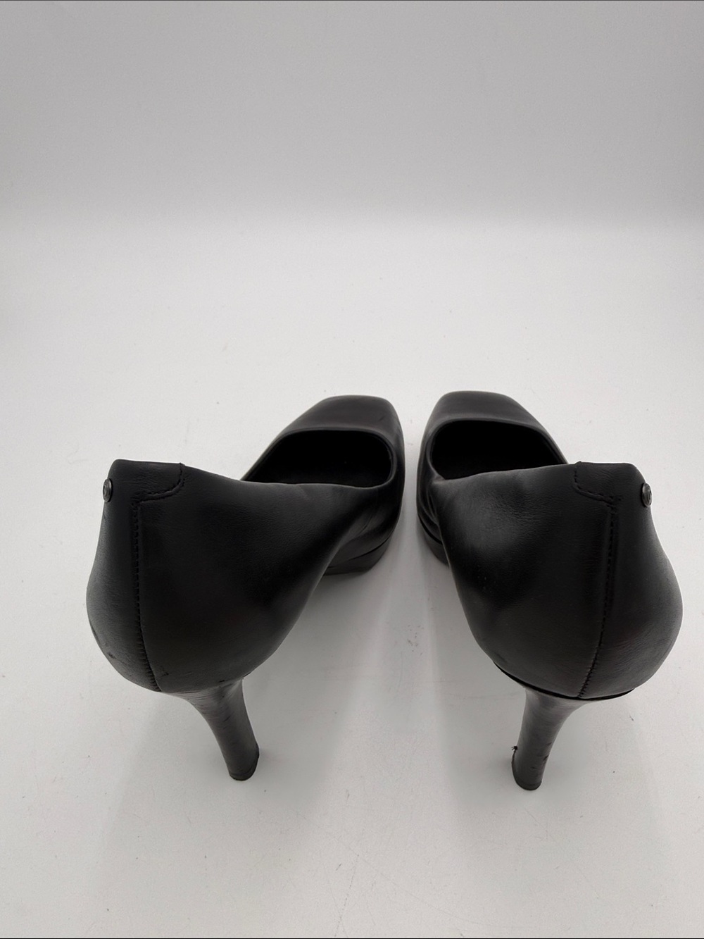 Rockport Black Square-Toe High Heel Pumps women 8M office casual retro leather - Picture 5 of 11